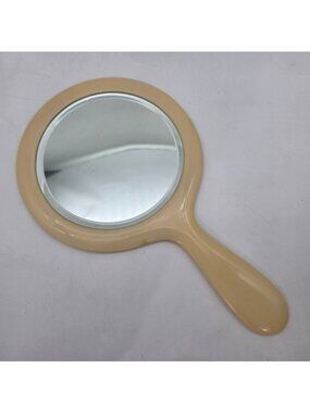 Vintage Ivory Celluloid Hand Mirror Round by Lyra Lin Dubarry